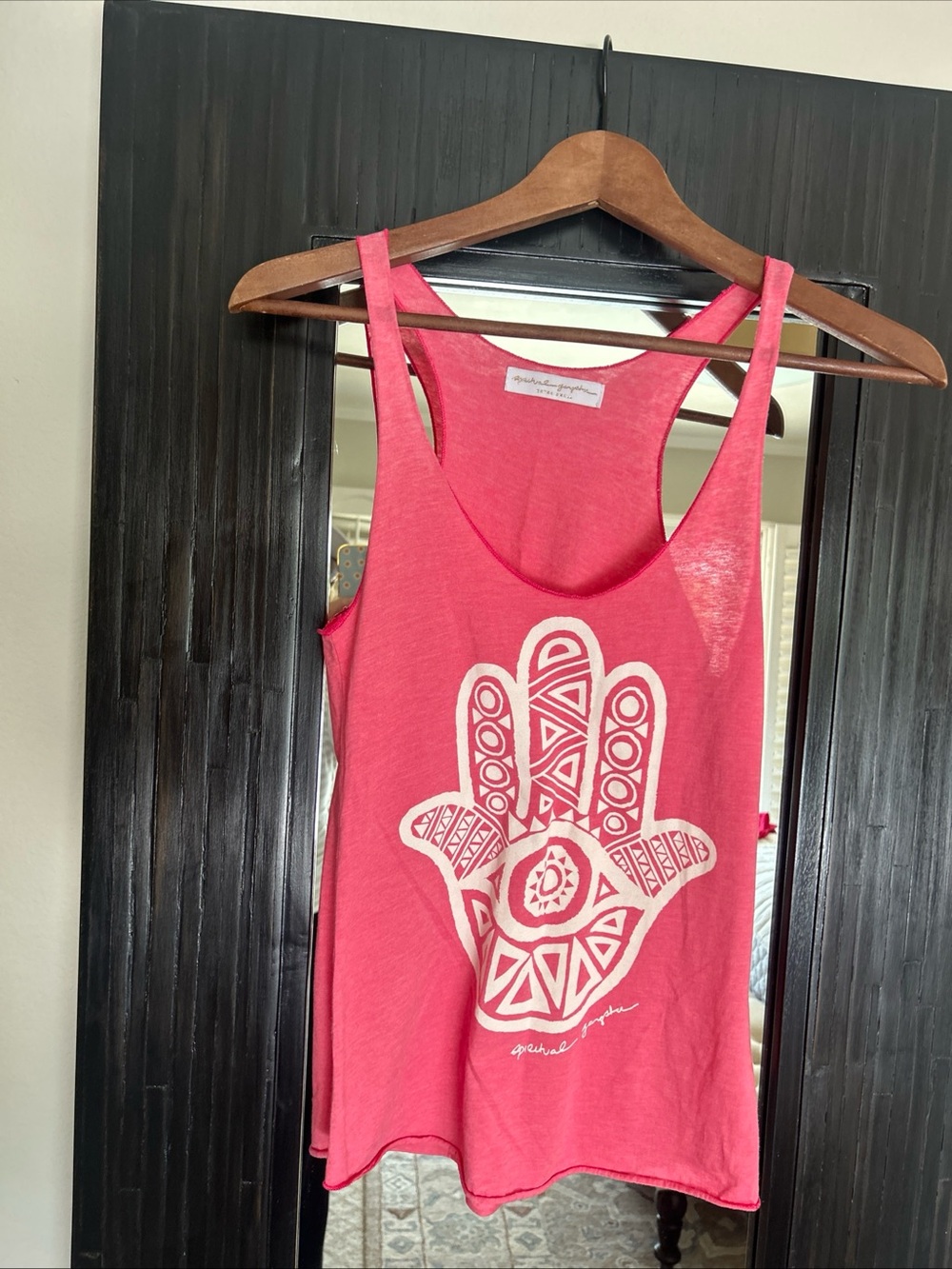 Spiritual Gangster Pink Hamsa Hand Graphic Print Sleeveless Tank Top Sz XS